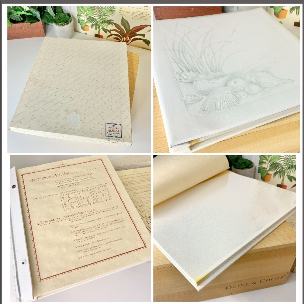 Vintage Seashell Hallmark Photo Album with box beautiful retro wedding album EUC